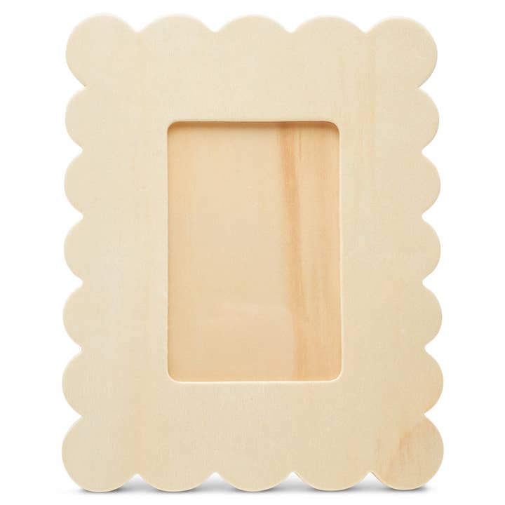 Woodpeckers Crafts - Wholesale Picture Frame - Unfinished Wood Scalloped Photo Frame, 6-3/8" X 8-1/8"