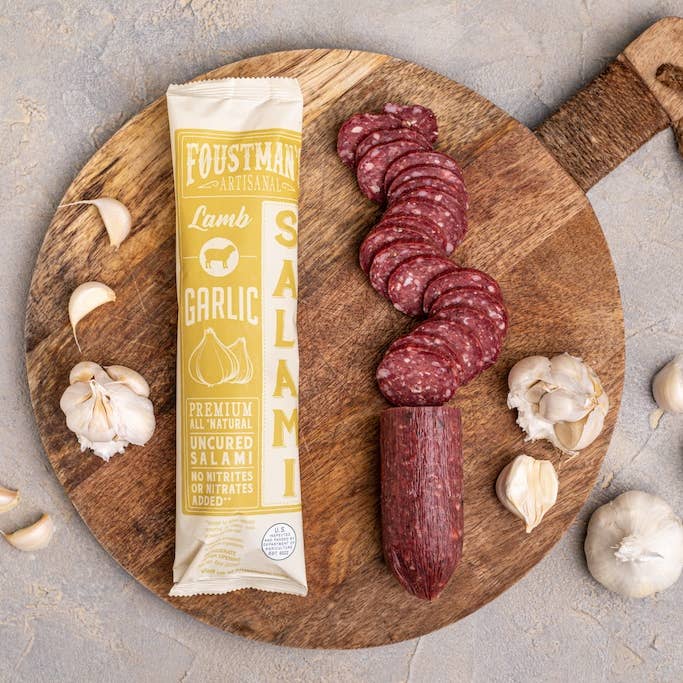Foustman's Salami - Wholesale Salami - LAMB GARLIC | FOUSTMAN'S ALL-NATURAL UNCURED SALAMI - 8oz1