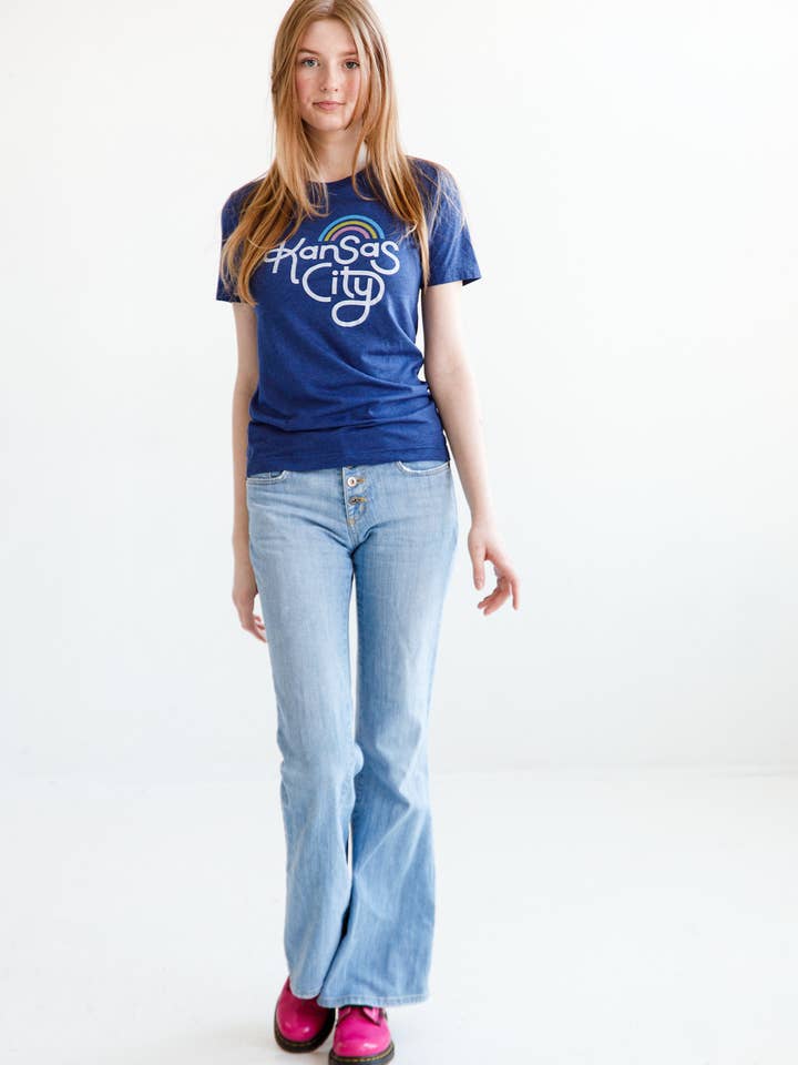 Ampersand Design Studio - Wholesale Screen Printed T-Shirt - Unisex - Retro Kansas City T-Shirt - Navy2