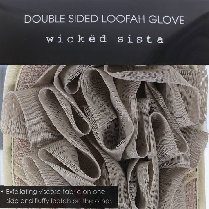 WS Dobbelt Sidet Loofah Handske Grå for engroshandel hos Wicked Sista Accessories