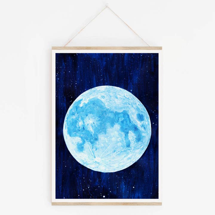 Imprimé Gouache Blue Moon pour la vente par Drawn Together Art Collective