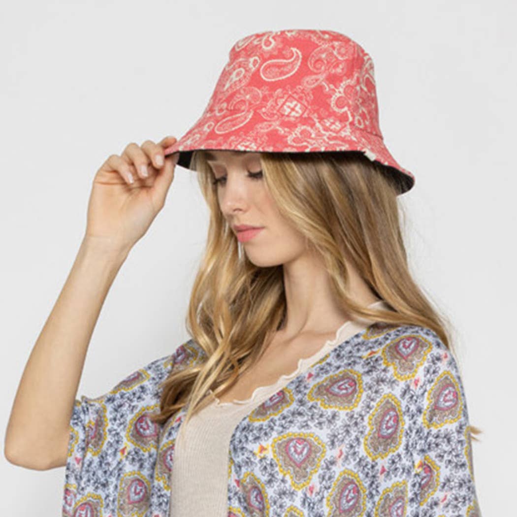 Fashion City - Venta al por mayor Gorro estilo pescador - Mujer - Sombrero de pescador reversible con estampado de paisley bandana3