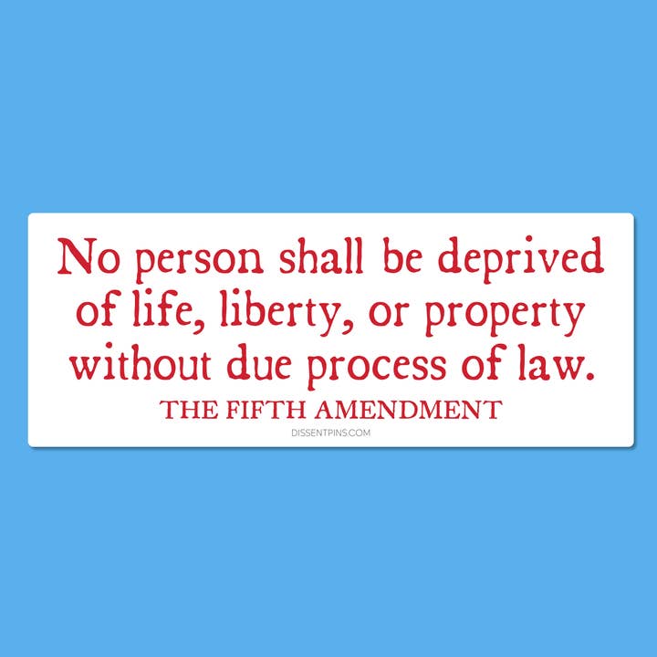Fifth Amendment Car Magnet for wholesale by Dissent Pins