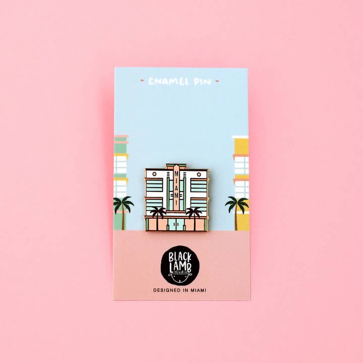 Miami Art Deco Building Pin for wholesale by Black Lamb Studio