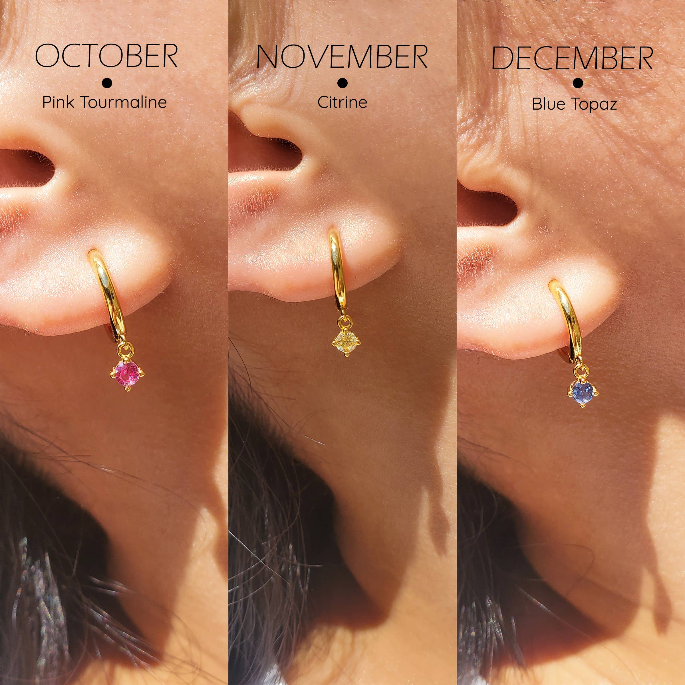 HolyBang Jewels - Wholesale Dangle Earrings - ROUND CUT BIRTHSTONE DANGLE HOOP EARRINGS - E-H60354