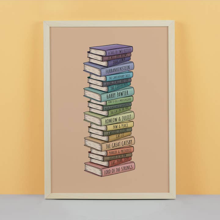 Cat Book Puns Art Print for wholesale by Hayley Jade Design Studio