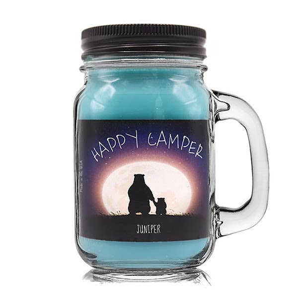 Happy Camper ~ Frosted Juniper 100% Soy Wax Candle for wholesale by Mountain Kettle