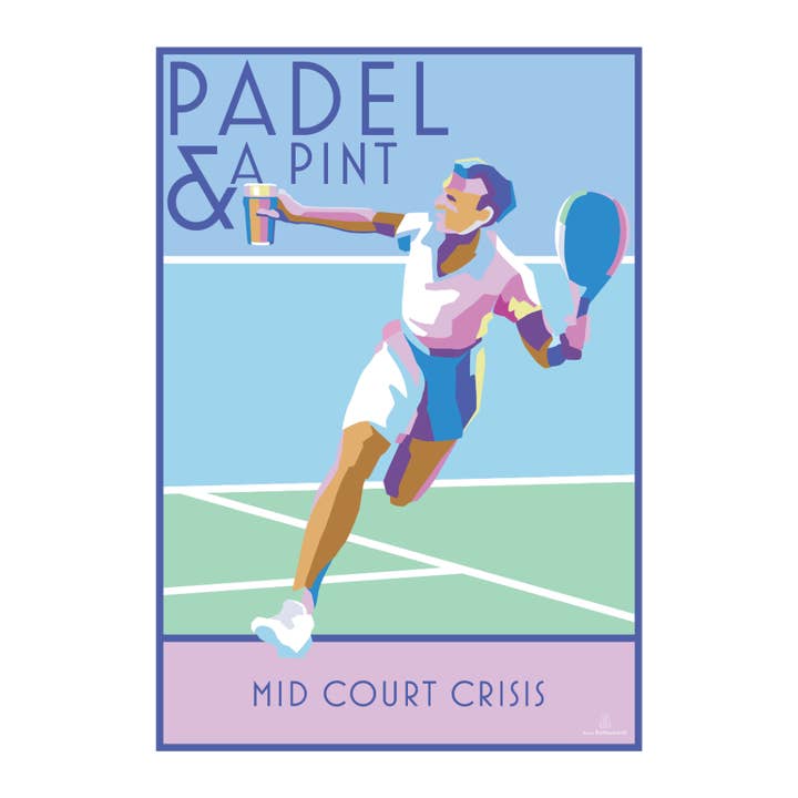 BeckyBettesworth - Wholesale Art Print - Padel & a Pint A4 Print