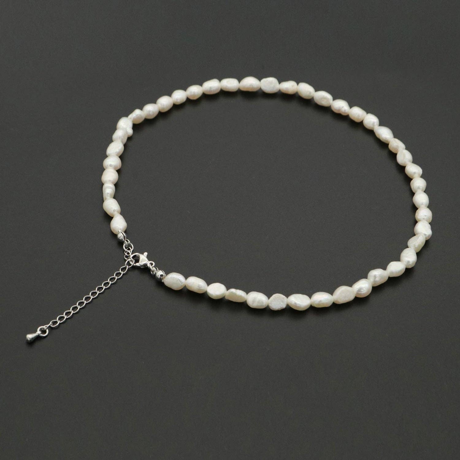 Aim Eternal - Wholesale Beaded/Pearl Necklace - Classic Fresh Water Pearl Small Rice Pearl Seed Chain Silver Chocker Necklace1