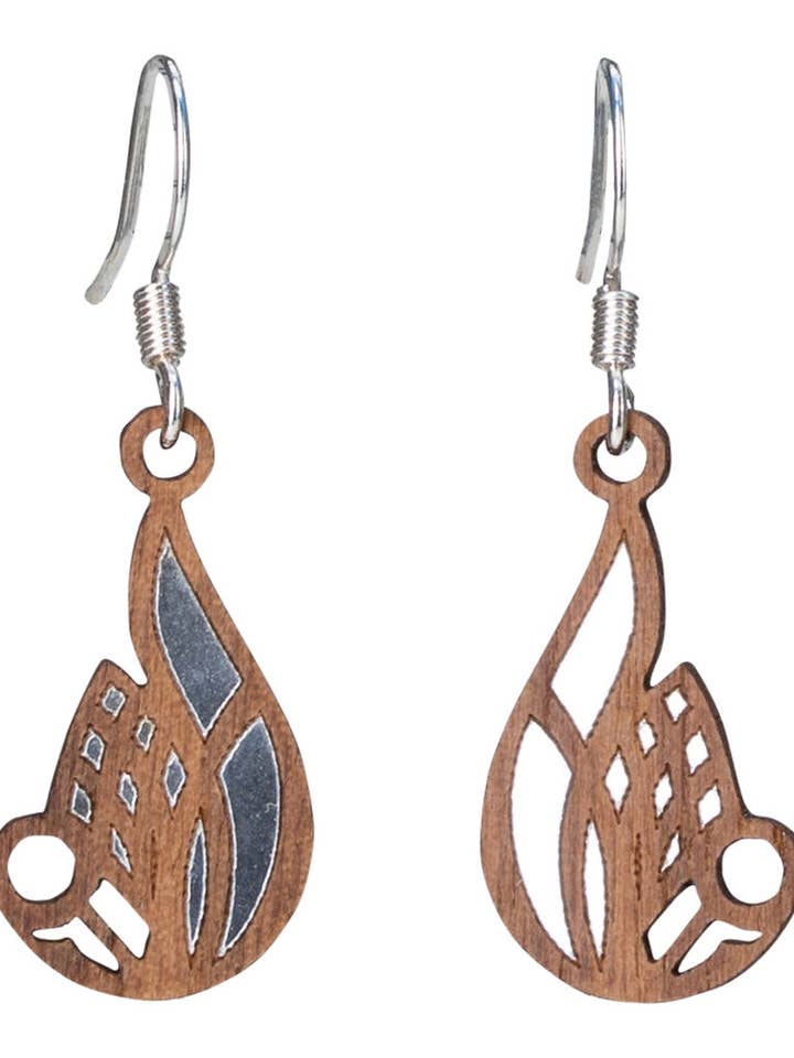 Shell Twig Earring with Silver Foil Accent for wholesale by Woodcutts Inc.