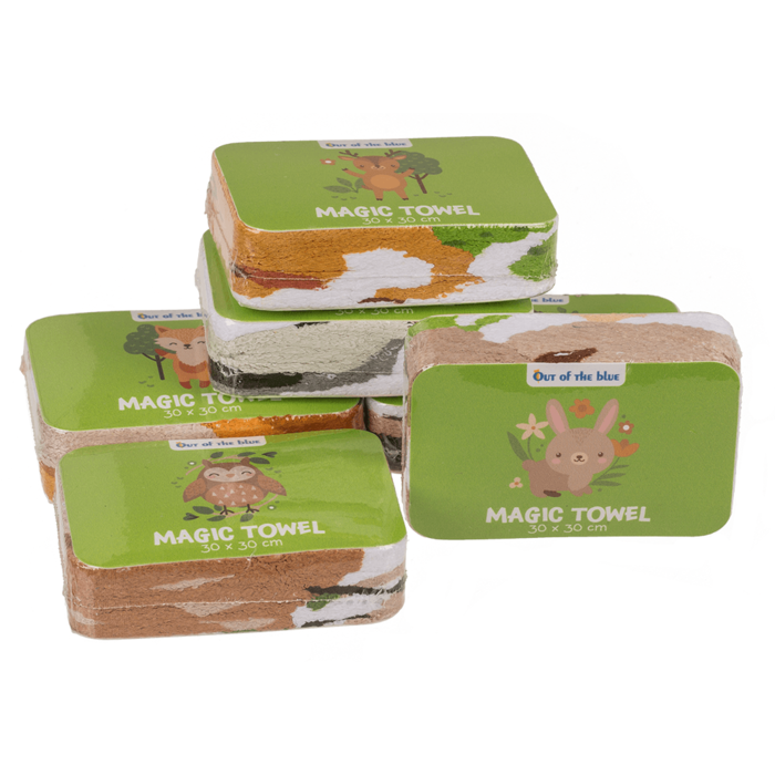 Out of the blue KG - Vente Torchons - Serviette magique en coton avec animaux de la forêt, environ 30 x 30 cm, lot de 6 modèles assortis3