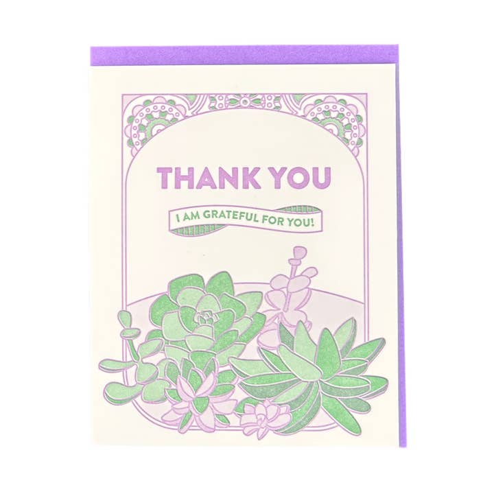 Igloo Letterpress - Wholesale Thank You Card - Succulents Thank You Letterpress Card0