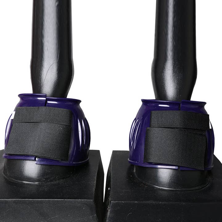 HILASON - Wholesale Horseback Riding Gear - Hilason PVC Ribbed Double Hook and Loop Bell Boots Purple