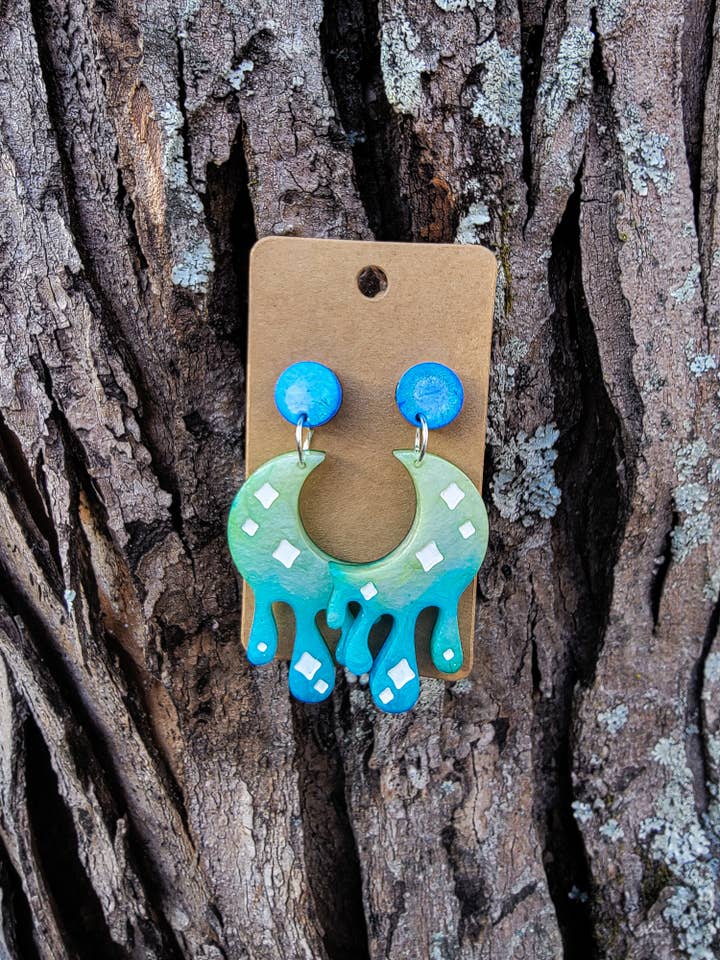 Drippy Moon Dangle Earrings for wholesale by Loving Appalachia Inc