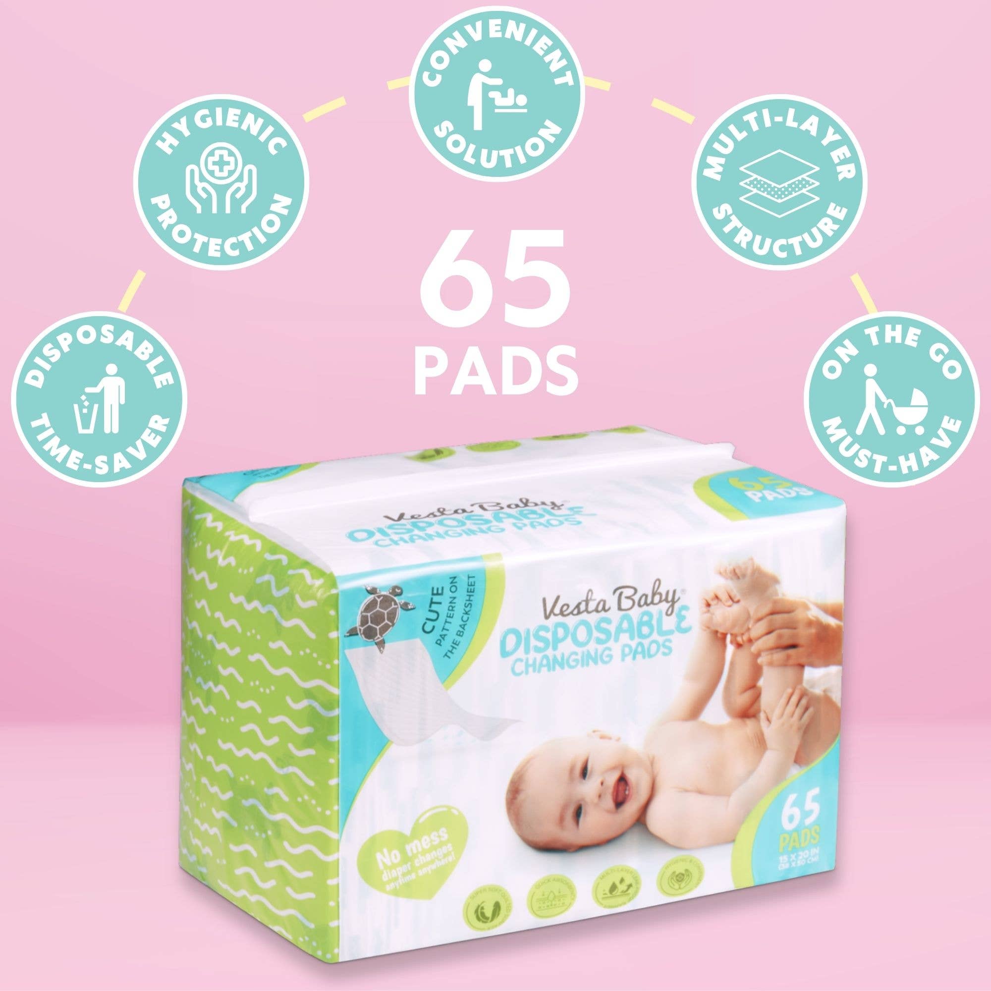 Vesta Baby - Wholesale Changing Mat/Pad - Baby - Baby Disposable Changing Pads - 65 Absorbent Waterproof Mats5