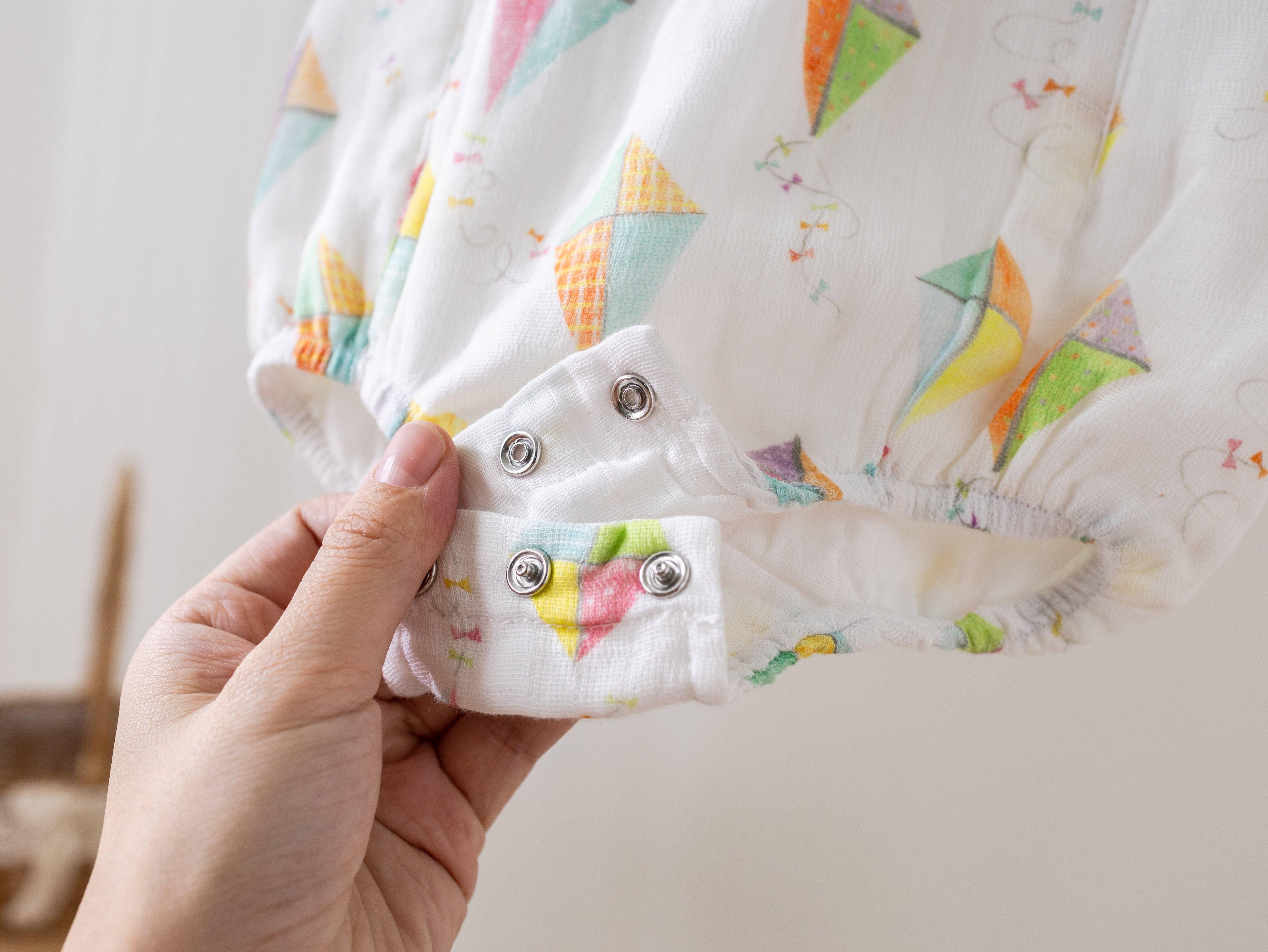 Nola Tawk - Wholesale Bodysuit (Non-Footed) - Baby - Reach for the Sky Organic Muslin Bubble Romper3