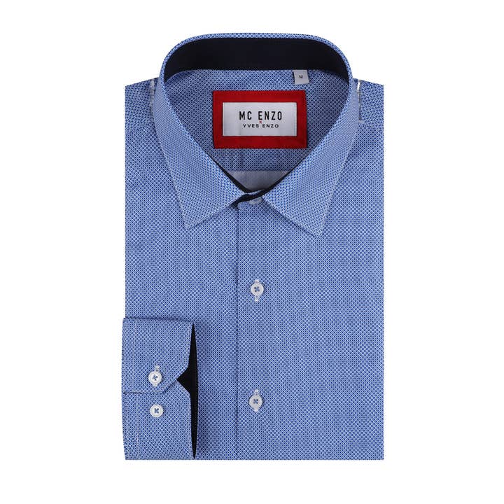 Camisa con estampados corte slim - Azul para venta al por mayor de Yves Enzo