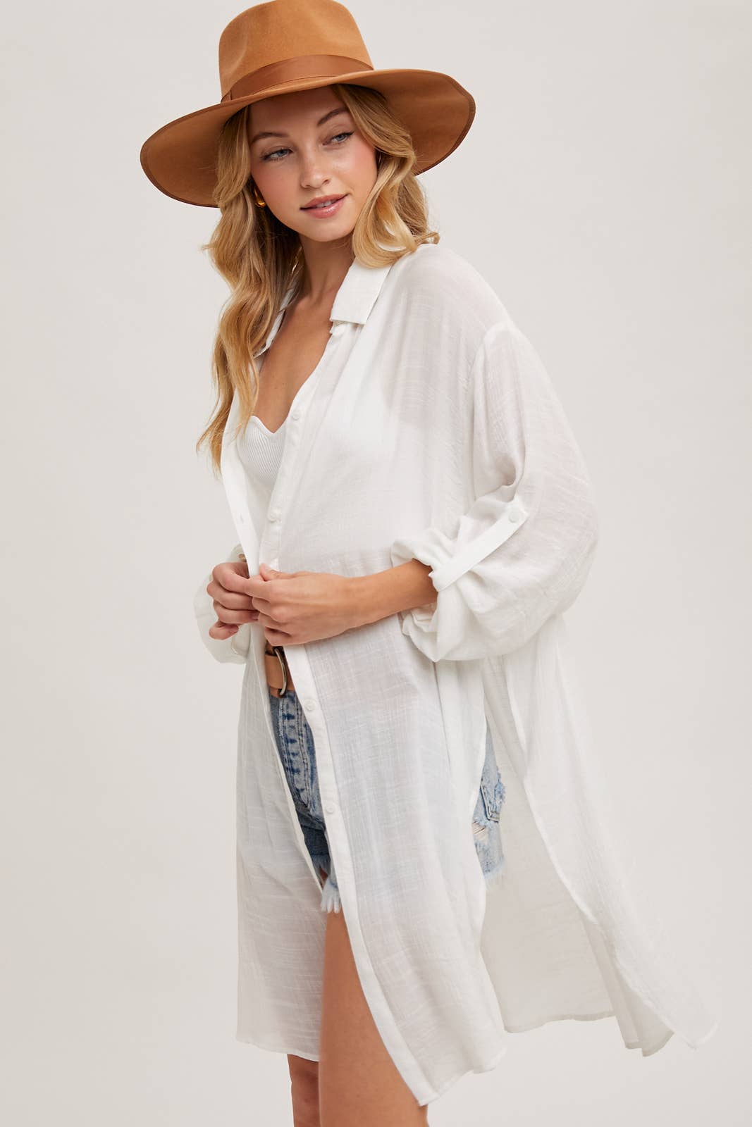 Bluivy - Wholesale Button Down Shirt - Women's - BUTTON-UP VENTED LONGLINE SHIRT39