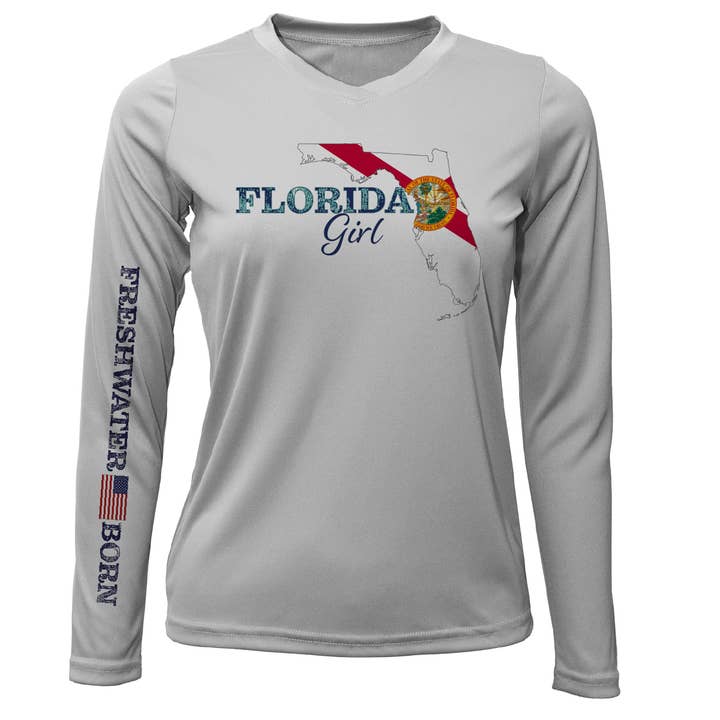 Florida Girl Freshwater Born Långärmad UPF 50+ Dry-Fit skjorta för kvinnor för wholesale av Saltwater Born