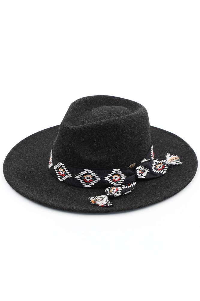 Hana – Fedora - Mulher por atacado – C.C Aztec Trim Band Vegan Felt Panamá0