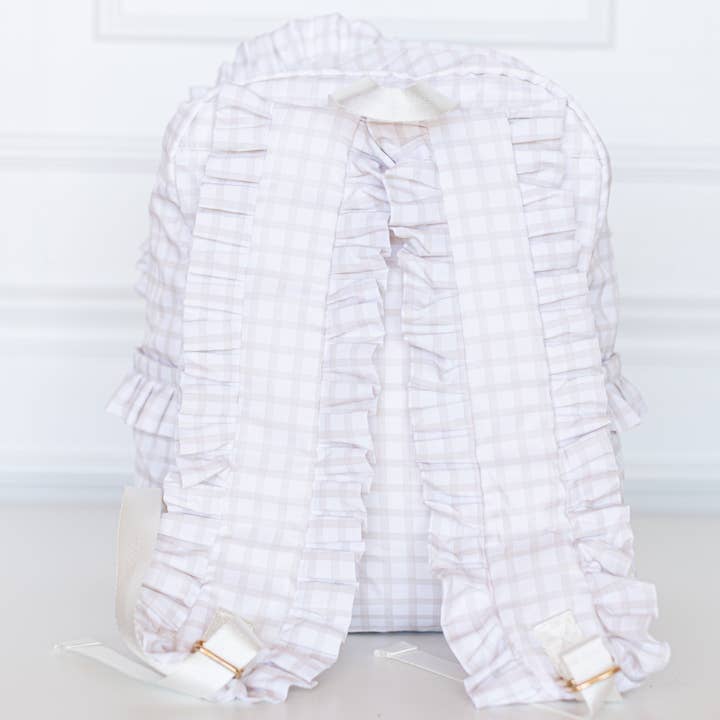 Nude Plaid Ruffled Nylon Backpack for wholesale on Faire1