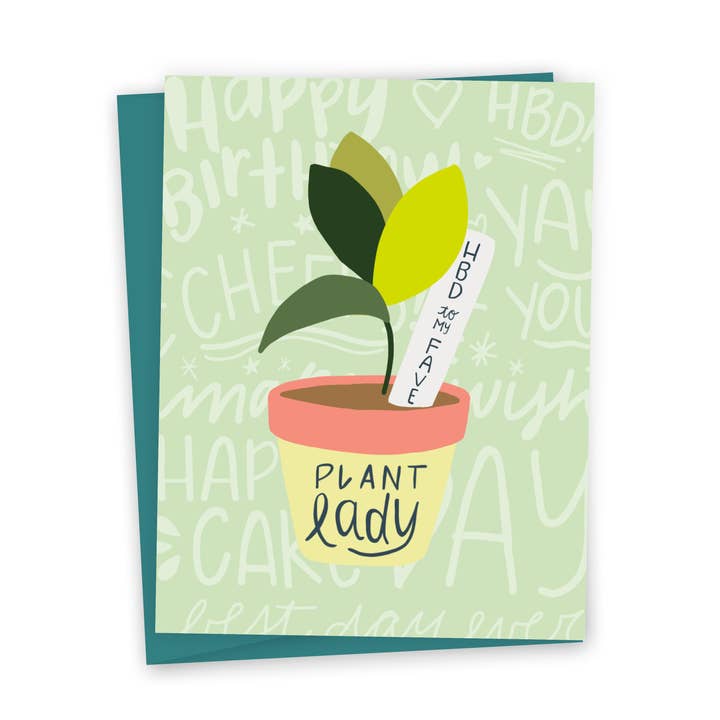 Lykønskningskort med sjovt plantetema - HBD Plant Lady for engroshandel hos funday goods