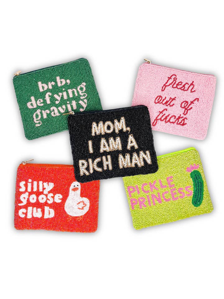 XL Beaded Coin Purse - Motivational Designs - Coin Pouch for wholesale by Brittyland