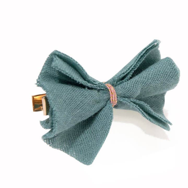Liberty Double Gauze Hair Clip eucalyptus green for wholesale by Le Petit Lien de Paris