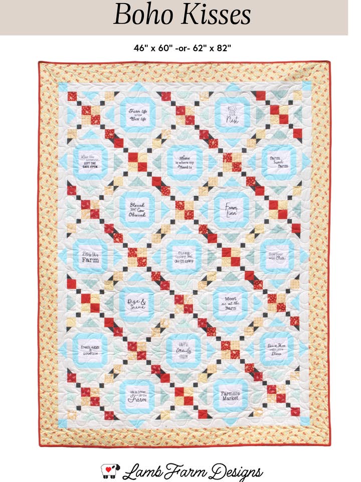 Boho-Küsse-Quiltmuster für den Großhandel von Lamb Farm Designs
