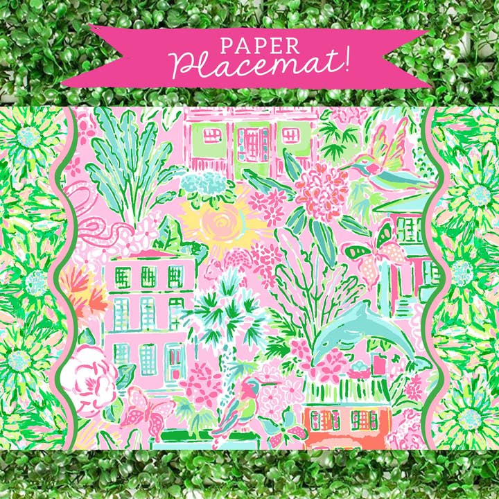 billet-doux - Wholesale Disposable Coasters - Watercolor Charleston & Green Daisy Paper Coaster Set3