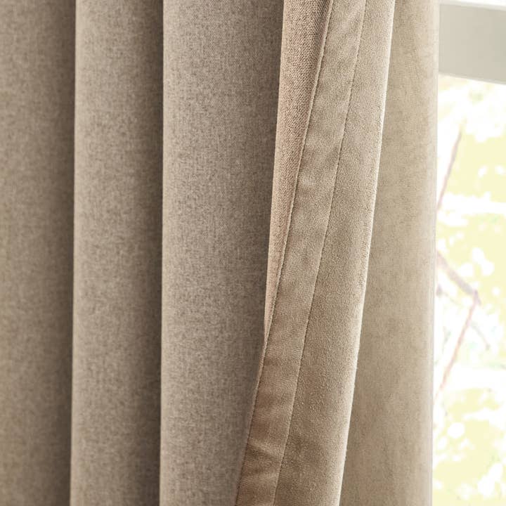 Verso Suede 100% Blackout Eyelet Curtains Mocha for wholesale on Faire4