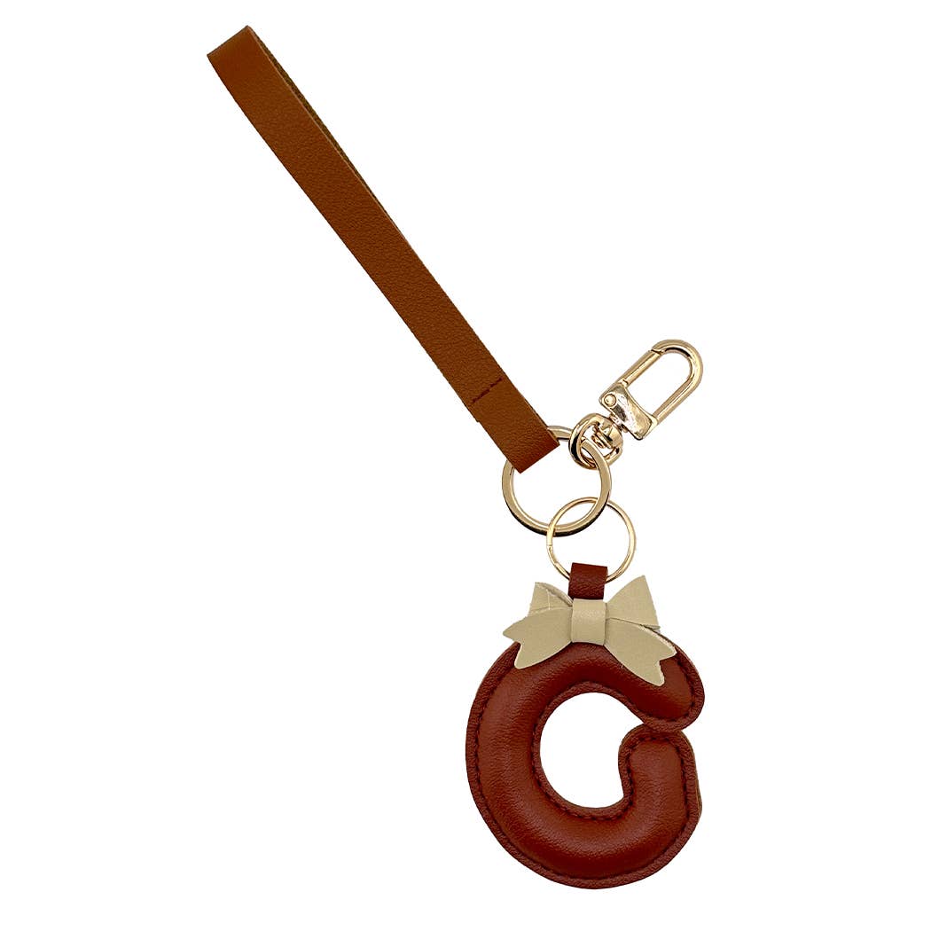 Fashion City - Wholesale Keychain – Women's - Alphabet with Bow Faux Leather Key Chain Bag Charm6