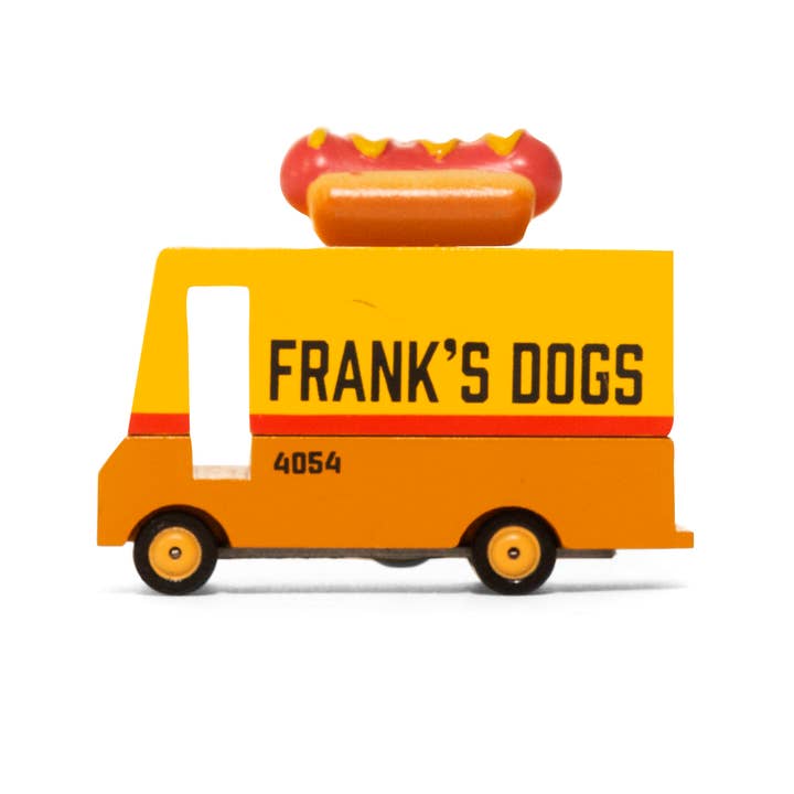 Candyvan - Hot Dog Van - Wooden Diecast Toy Car Candylab for wholesale by Little Concepts Distribution Ltd