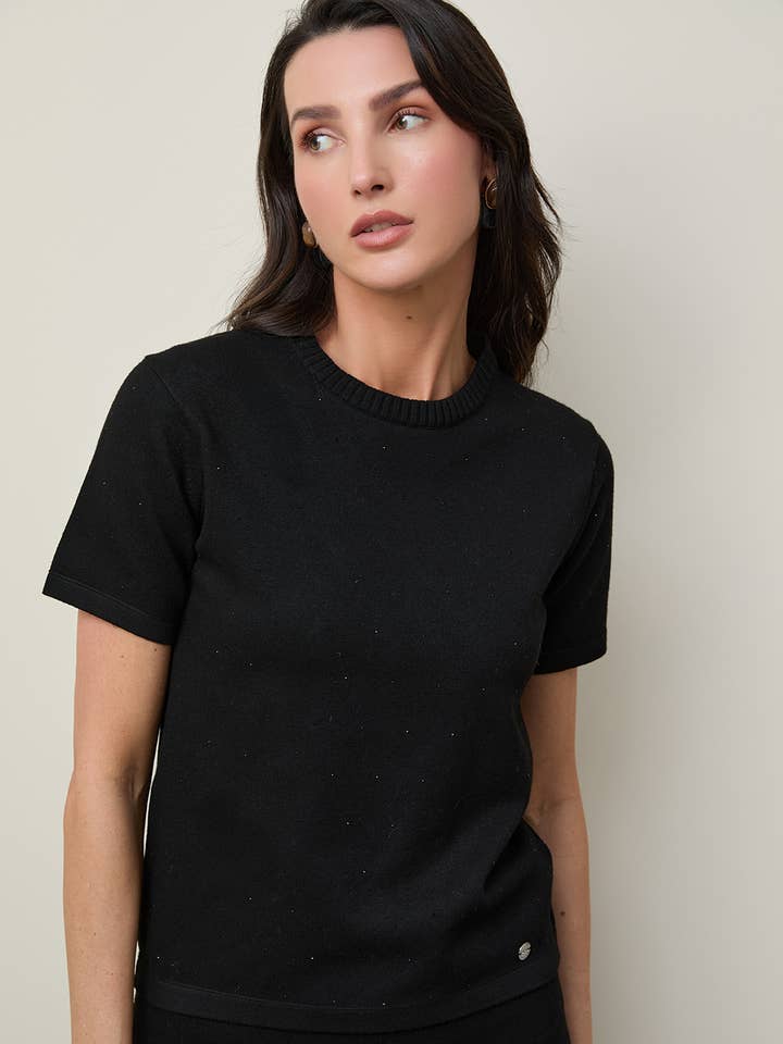 Jersey de Cuello Redondo con Mini Lentejuelas para venta al por mayor de Serianno