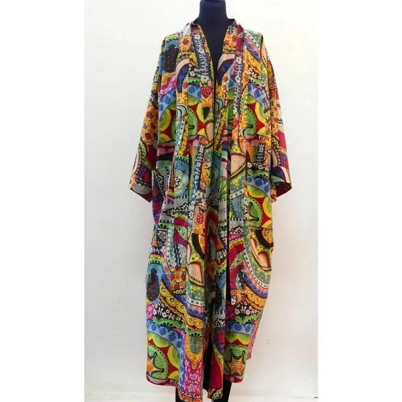 GYPSY STUDIO - Wholesale Kimono - Women's - Cotton ISRAILI PRINT Long Cotton Kimono Indian Handmade Robe4