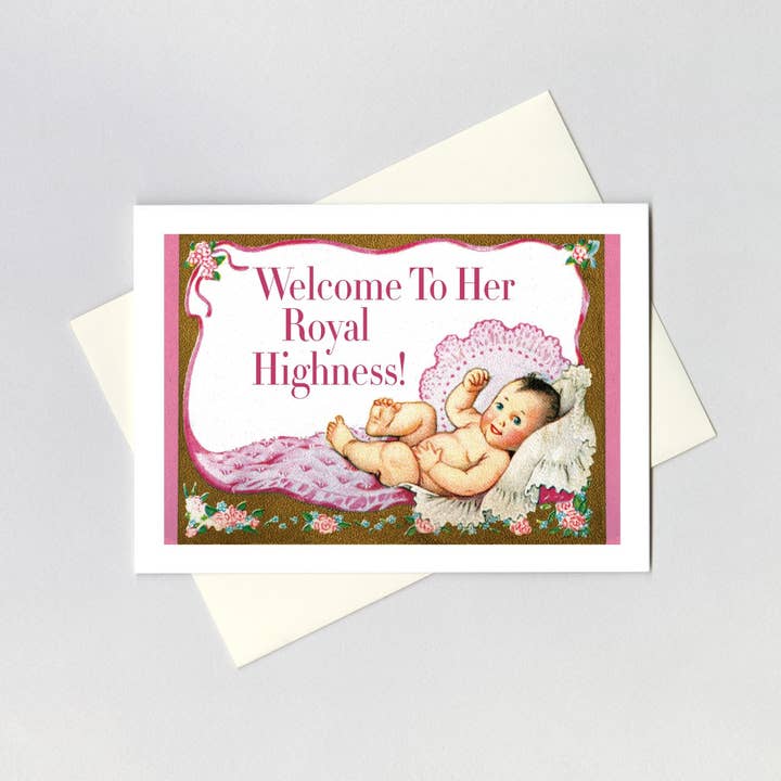 Baby Girl with a Crown - Baby Card for wholesale by Laughing Elephant