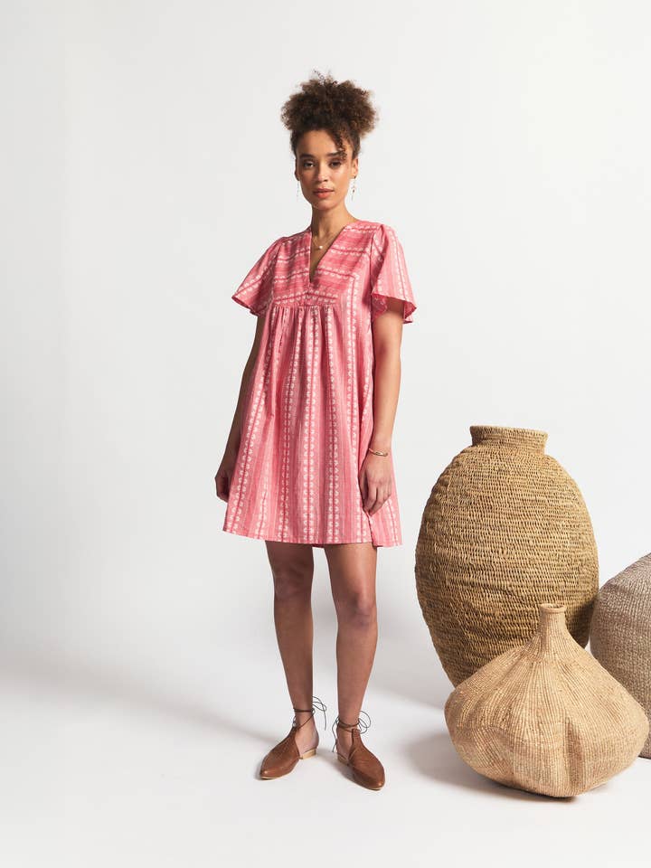 Aurora | Klänning med fjärilsärm | Röd blomma för wholesale av Sitting Pretty