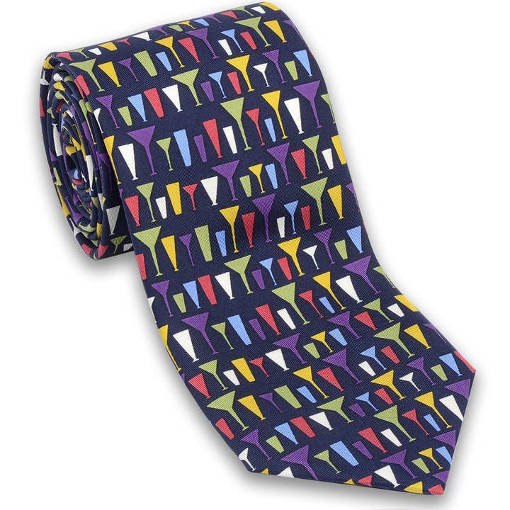 Mod Cocktail Drinks Silk Necktie for wholesale by Josh Bach Limited