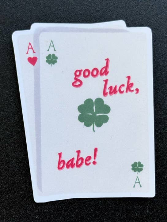 Good Luck, Babe! Playing Card Sticker for wholesale by Clem & Co.