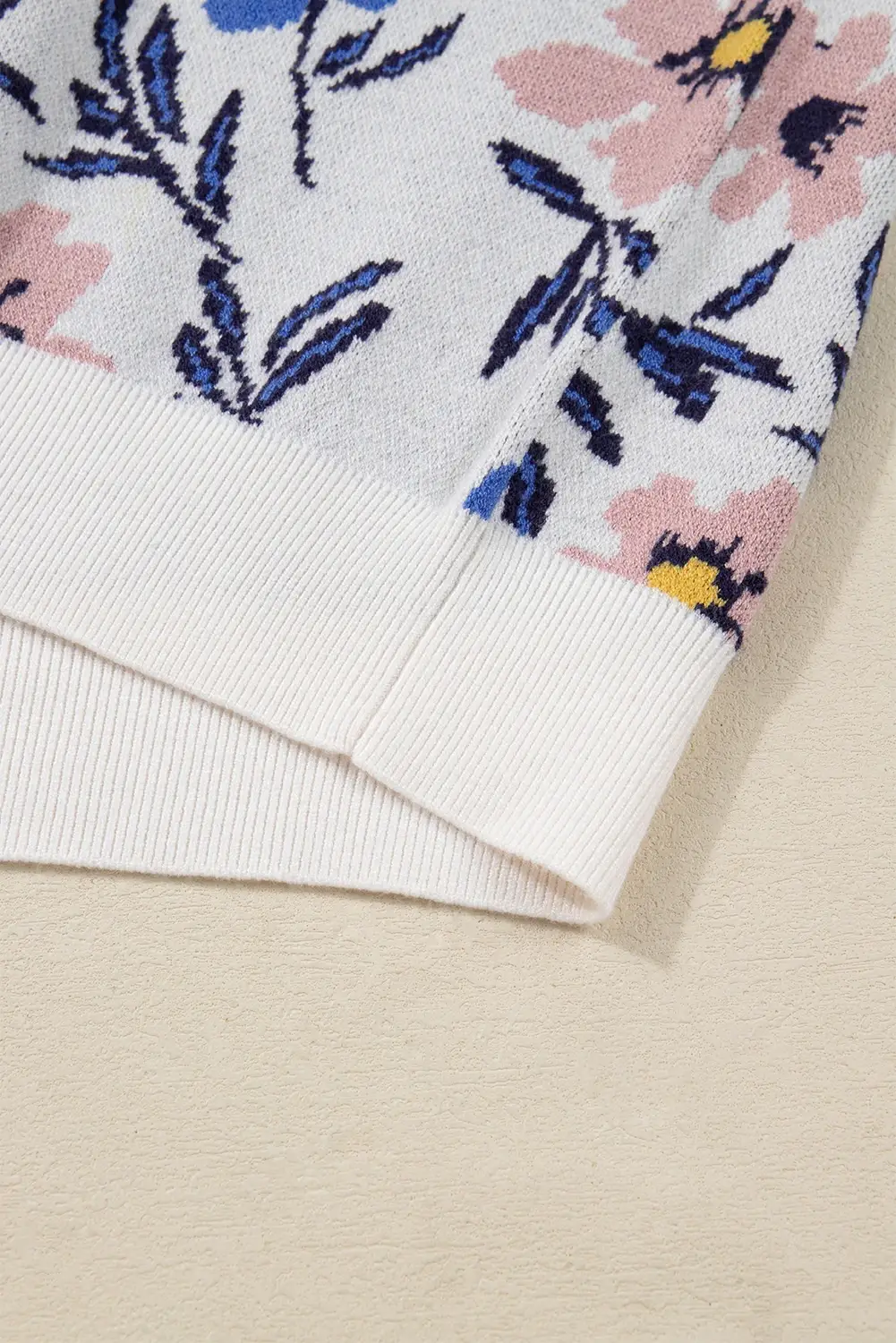 Multi Colored Floral Panel Colorblock Sleeve Patchwork Sweater for wholesale on Faire6