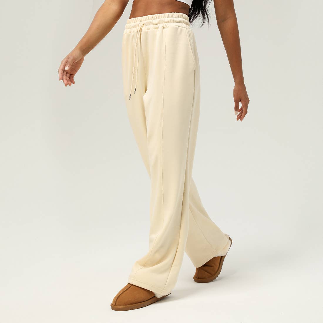 Sodalemon - Wholesale Athletic Pants - Women's - Drawstring Pockets Wide-Leg Straight Sport Pants1