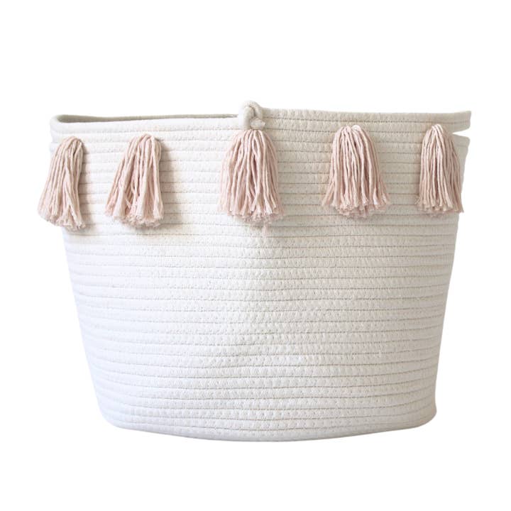 Blush Tassel Basket - Large for wholesale by Twig and Tassel