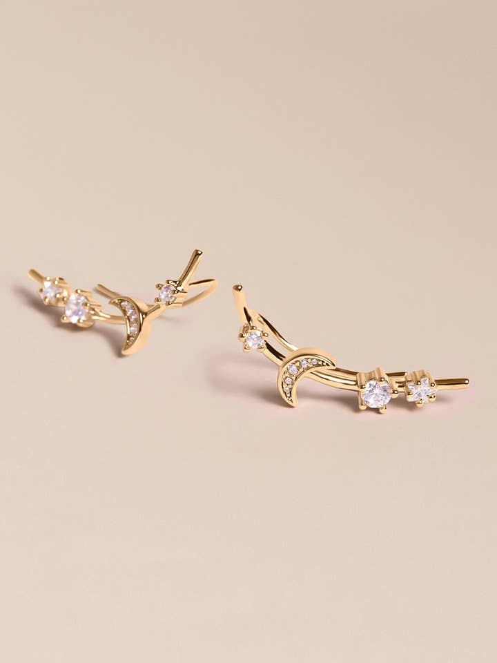 Astrid Outlines - Brincos com cristais banhados a ouro 3 microns por atacado de Waekura