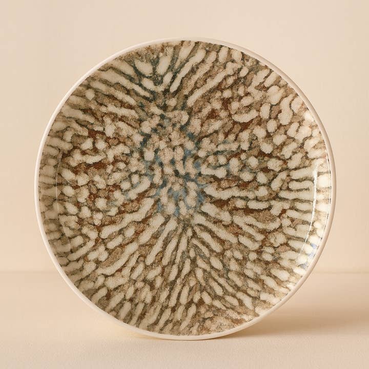 Amber dinner plate 26cm in brown and beige stoneware for wholesale by Novastyl