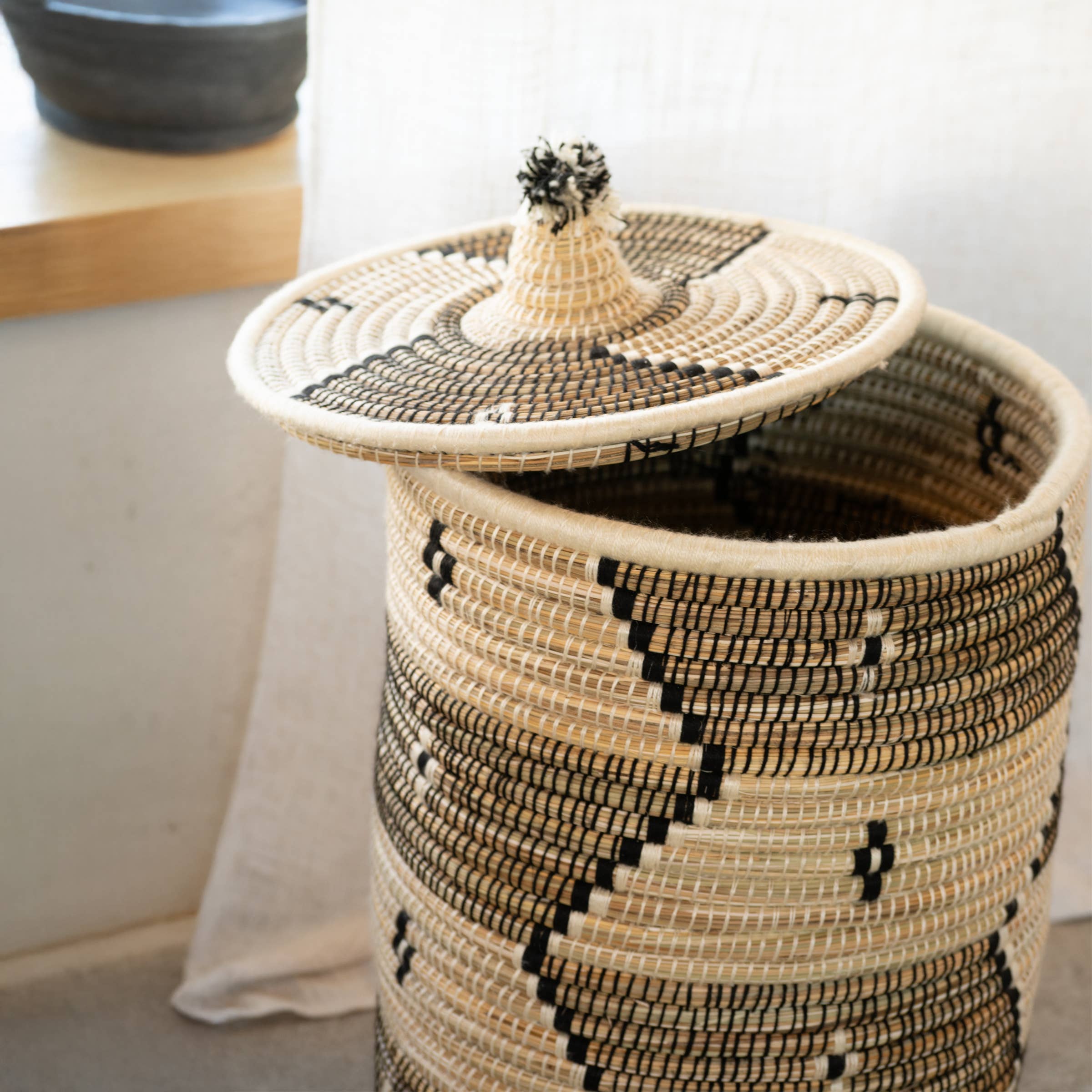 Collection Maroc - Wholesale Laundry Basket - White ethnic pattern laundry basket 60 cm1