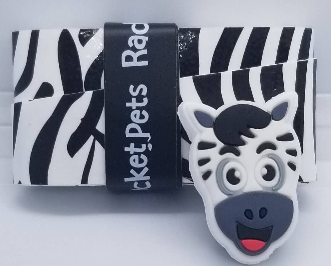Racket Pets - Vente Accessoires de sport - Ruban de surgrip Zebra Noir/blanc pour tennis et amortisseur de chocs assorti pour raquette de tennis1