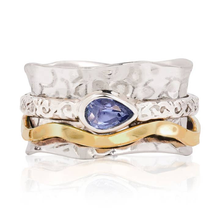 Anillo Giratorio de Magia Aura - Tanzanita para venta al por mayor de Charlotte's Web Jewellery
