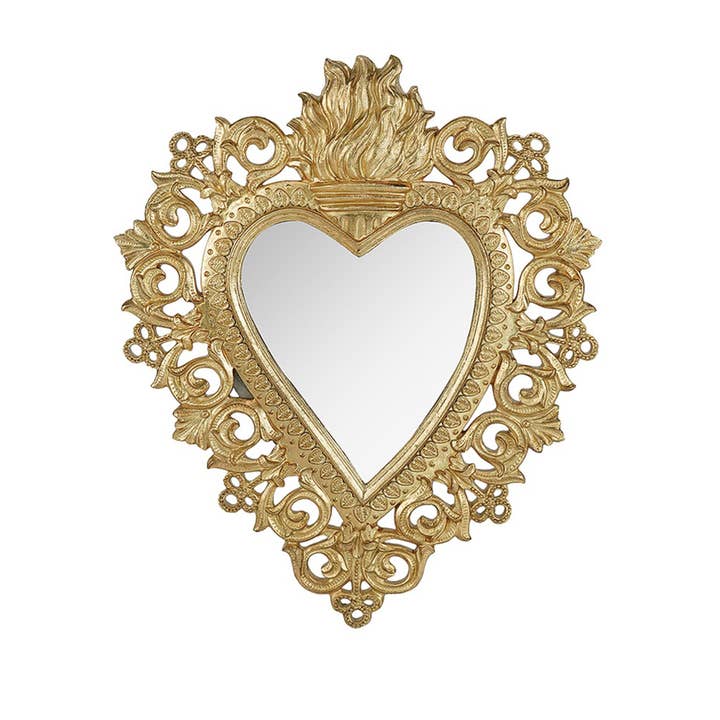 Golden Heart Mirror L24.8 D1.8 H29.8cm for wholesale by Opjet Paris