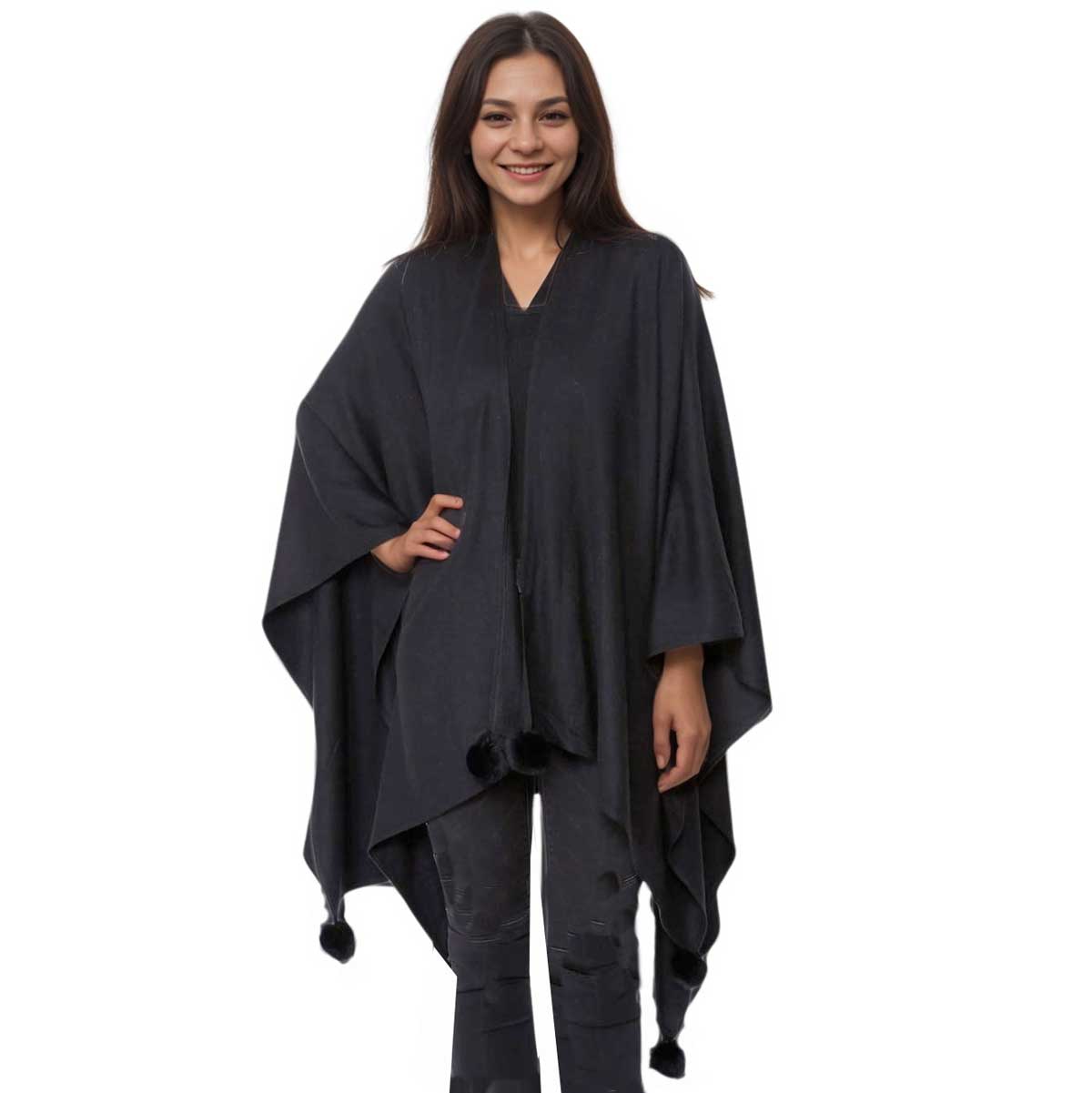 The Magic Scarf Company - Wholesale Cape - Women's - 660 - Cashmere Touch Pom Pom Ruanas0