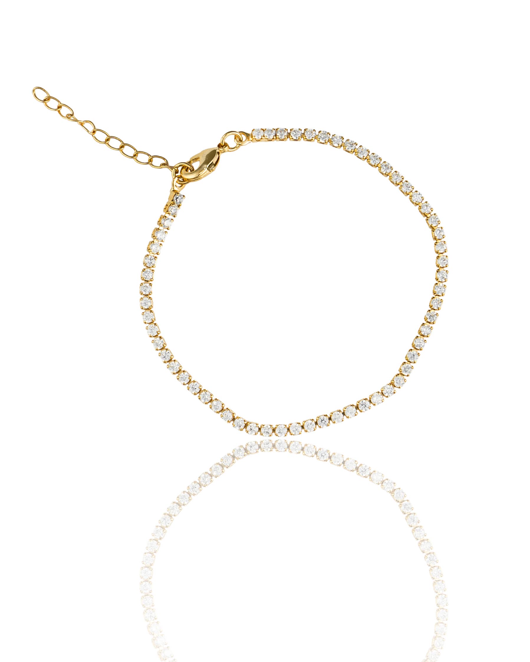 MIA Jewelry - Wholesale Link & chain bracelet - 2mm Dainty Clear Round CZ Stones bracelet (I100)